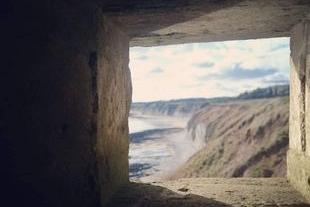 This interesting viewpoint is from Pillbox at Flamborough South Landing.