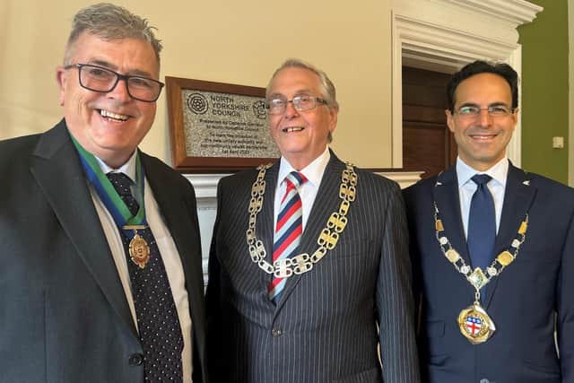 New council chair Cllr David Chance, with Cllr John Ritchie and Cllr George Jabbour.