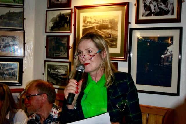 Caroline Hawley during the 2023 Staithes and Runswick RNLI lifeboat auction. Image: RNLI
