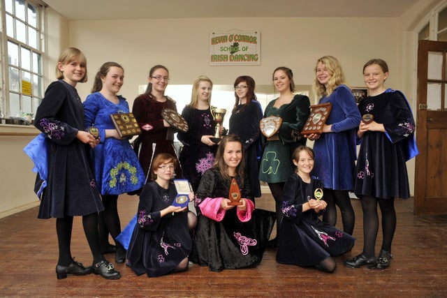 Kevin O'Connor's School of Irish Dancing award winners in 2010, from left, back, Laura Harness, Alice Greenwood-Wilson, Natasha Pitts, Leigh McWatt, Enya Sanchez, Josanne Machon, Ruth Kitchen, and Kathryn Outhart, front, Alyssa Sanchez, Emily Martin, and Megan Outhart.