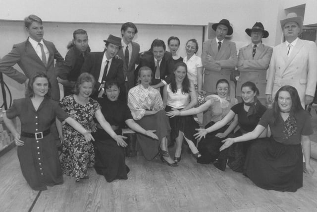 Pictured are the cast of Scarborough Sixth Form College's Kiss Me Kate in February 1997. They were in dress rehearsal before an evening performance. 