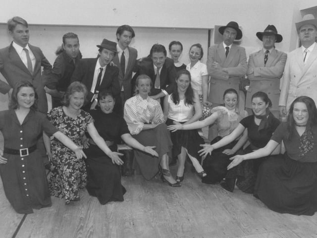 Pictured are the cast of Scarborough Sixth Form College's Kiss Me Kate in February 1997. They were in dress rehearsal before an evening performance. 