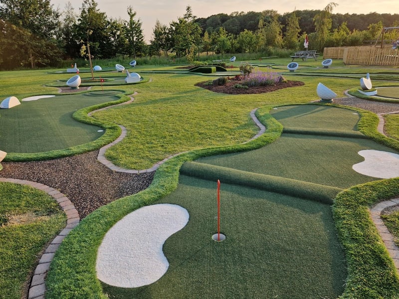 The newly laid crazy golf course was free to use