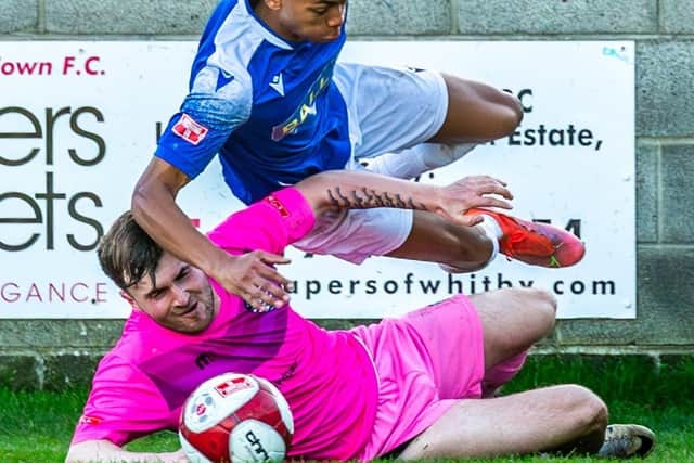 Whitby Town were held to a goalless draw at home to Leek Town on Saturday. PHOTOS BY BRIAN MURFIELD