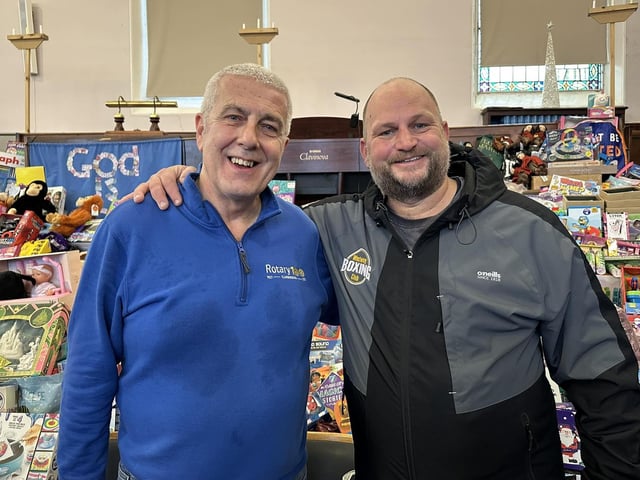 Nigel Wood with James Cliffe from North Yorkshire Council who helps arrange distribution of the toys