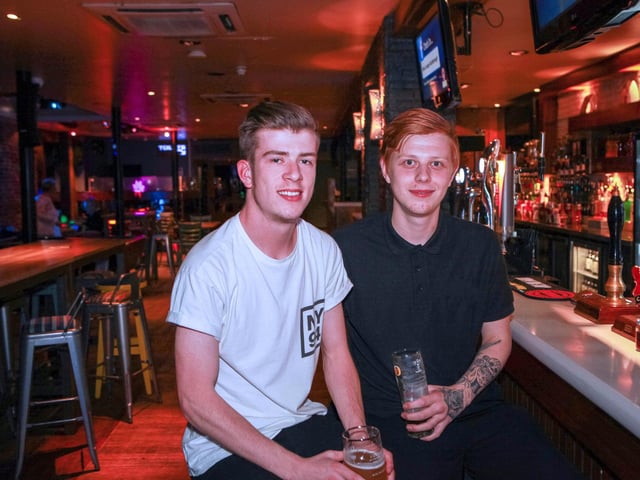 Harry & Dan enjoy their weekend with a drink in Blue Lounge