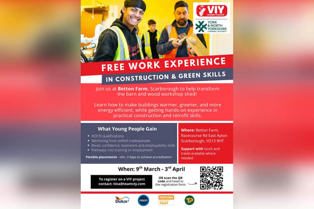 VIY's work experience in construction and green skills, at Betton Farm, Scarborough.