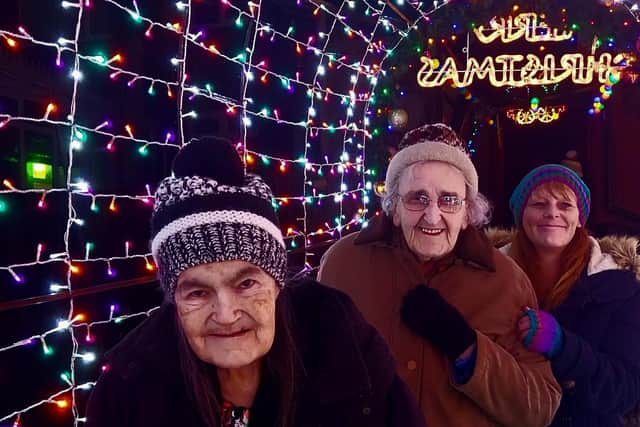 Scarborough Hall care home residents visit Santa's Garden in the garden of Nigel Watkinson.