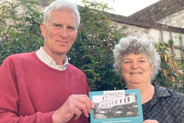 Author and historian Humphrey Keenlyside is pictured with Olivia Carlton and the new book.