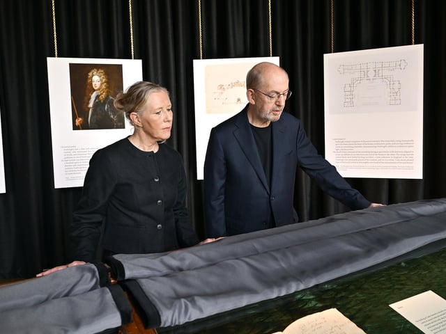 Roz Barr and Nick Howard view the exhibition. photo: Richard Ponter