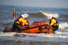 Bridlington RNLI inshore lifeboat returns to beach after tasking. Photo courtesy of RNLI/Mike Milner.
