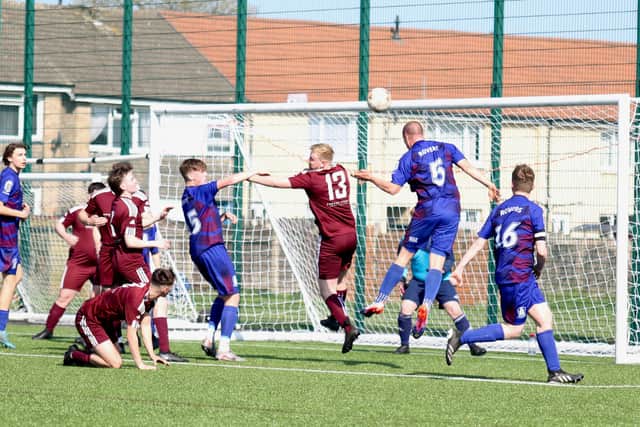 Bridlington Rovers Pandas, blue kit, challenge Hull Athletic in the Right Car East Riding County League Division Four clash which Pandas won 2-0 PHOTOS BY TCF PHOTOGRAPHY