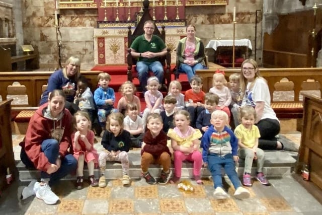 Children from Green Hedges Day Nursery celebrated at St Martin on the Hill church