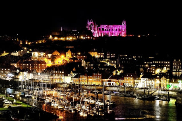 Whitby Abbey lit up, as seen from the New Bridge.
picture: Richard Ponter