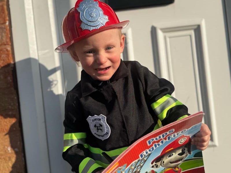 Arthur-John dresses as a firefighter, sent in by Elisha Shepherd.