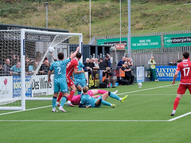 Boro score against Southport. Photo by Richard Ponter