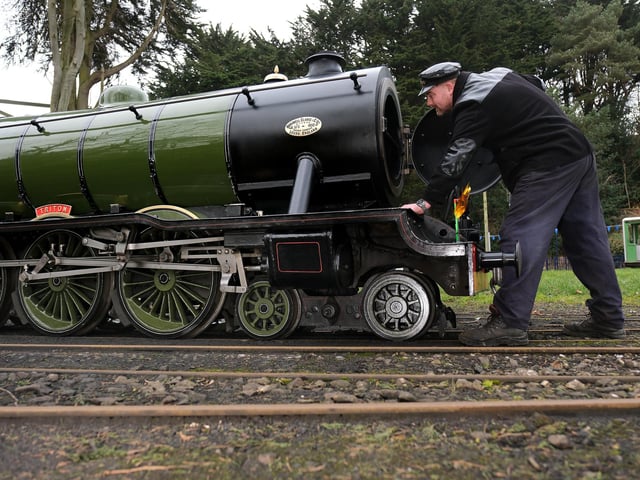 Steve inspects the train