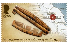 A finely decorated antler comb and case (a particular Viking specialism) discovered in Coppergate is found on the £2 issue.