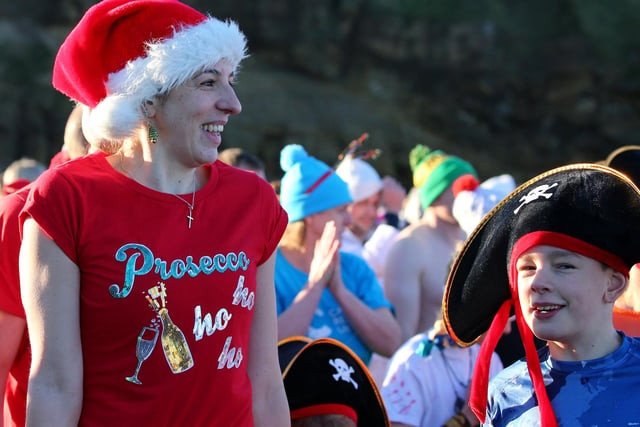 Boxing Day dippers in their fancy dress costumes.