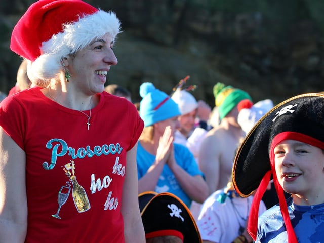 Boxing Day dippers in their fancy dress costumes.