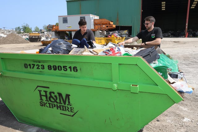 Edward and Henry at the recycling skip