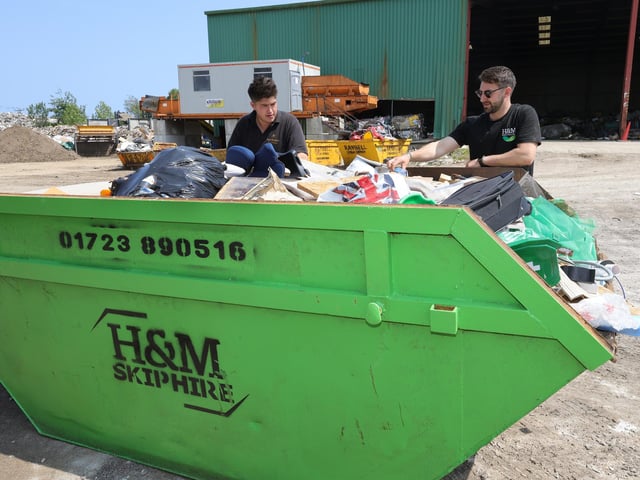 Edward and Henry at the recycling skip