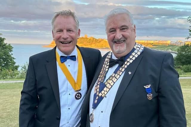 Outgoing president Richard Dean (right) with the incoming president Andy Nattrass.