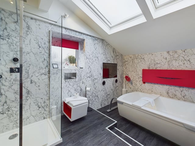 Bathrooms are stylish and well equipped.