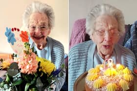 Violet Coates received some beautiful flowers and presents for her 102nd Birthday.