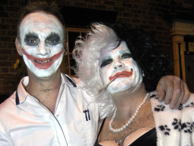 Jason Rowe as Heath Ledger's Joker from the last Batman film and Mick Ireland as Cruella de Ville. 084492 Photo by Dave Barry