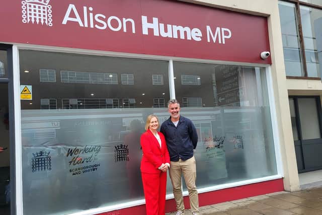 MP Alison Hume and David Skaith at the constituency office In Scarborough. Courtesy Anttoni Numminen/LDRS