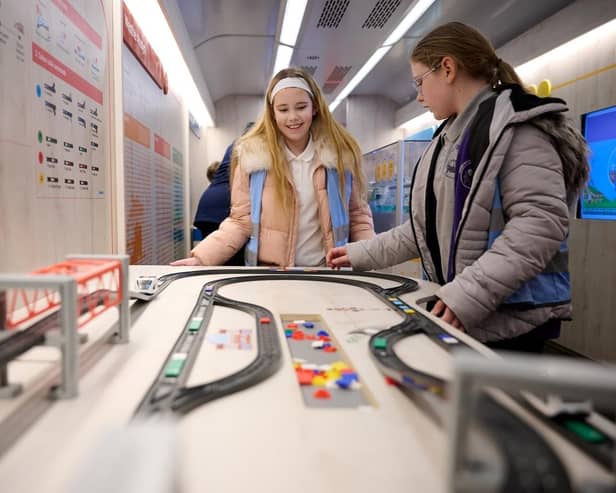 Schoolchildren try the hands on activities in Crewe - Credit Avanti West Coast