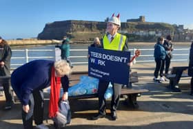 Fishermen stage demonstration in Whitby to raise awareness of shellfish deaths.
