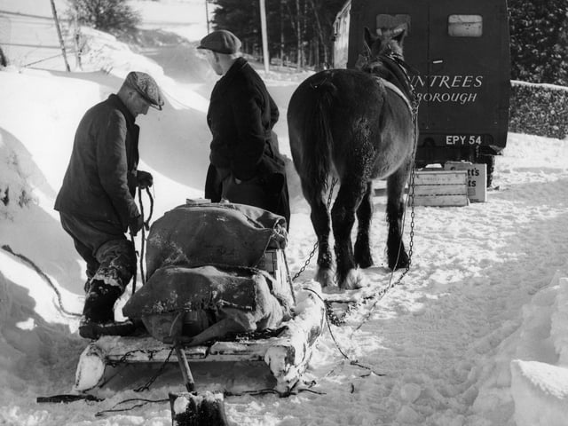 December 1950 at Langdale End, transporting provisions to Spring Farm.