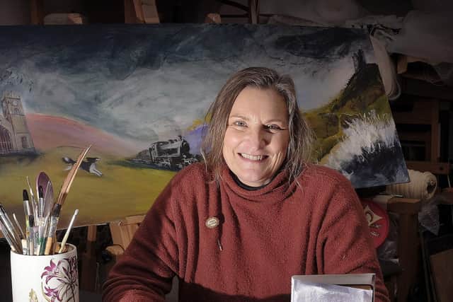 Lindsey Tyson in her studio in Woodend, The Crescent, Scarborough