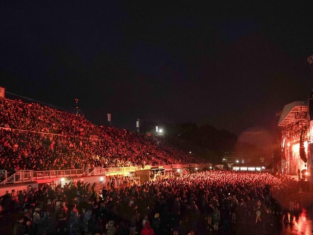 The rain did not put off the crowd, who continued moshing throughout the night no matter how wet or cold the Yorkshire weather became.