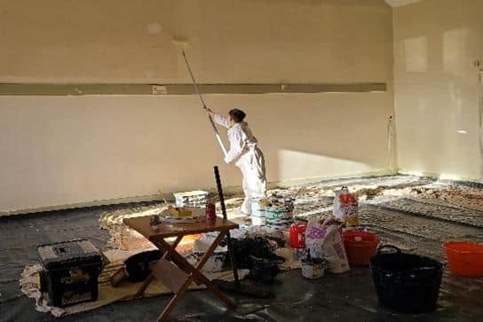 The interior of St Anne's Church in Ugthorpe, near Whitby, gets a paint job.