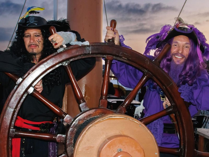 Fun posing at the wheel of the Endeavour.