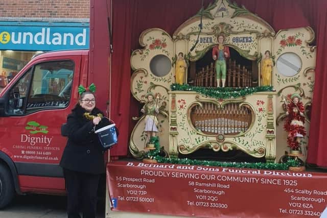 Business Leader Rachael Green with the Dignity charity organ.