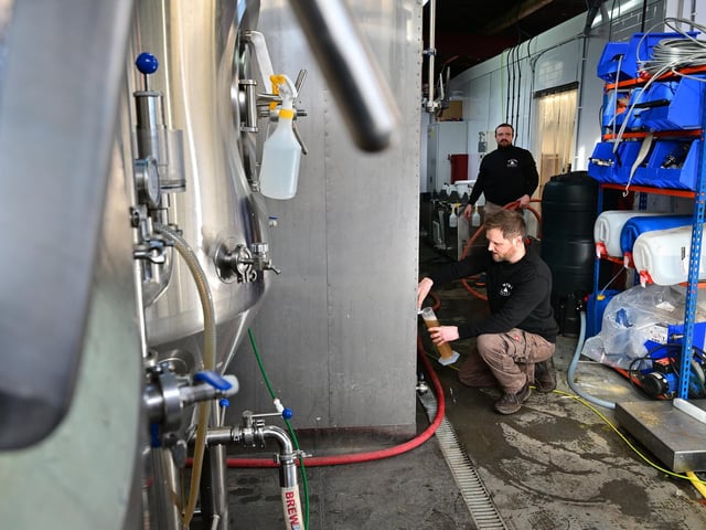 Director Richard Wells working in the brewery.