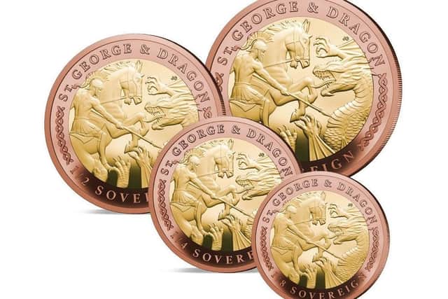 World’s first bi-metallic sovereign coins depict modern take on St George slaying the dragon myth