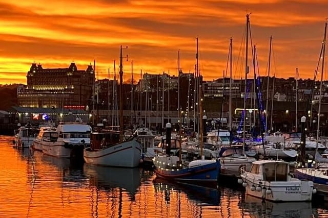 A golden sunset from Scarborough Harbour.