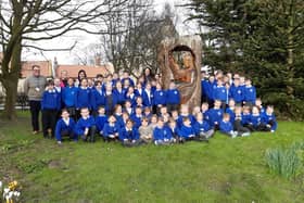 Youngsters at Lythe School celebrate a good Ofsted report. picture: Duncan Atkins