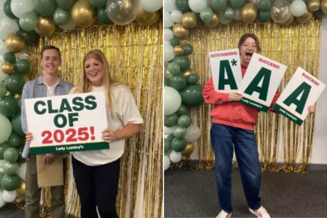 Connor, who got ABB and will be studying History, alongside Zoe, who achieved CCC and is planning a gap year then Precision Agriculture (left). Amelia, who has been accepted to study Modern and Medieval Languages at Cambridge University (right).