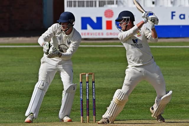 Will Hutchinson struck a crucial 71 in Flixton's vital five-wicket success at Wykeham,. Photo by Simon Dobson
