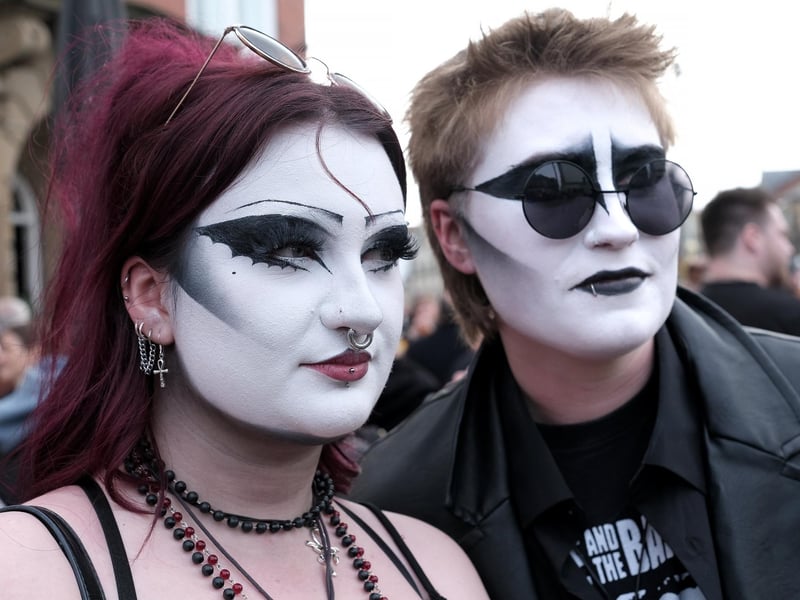 Whitby Goths ..Walking through Whitby pic Richard Ponter
