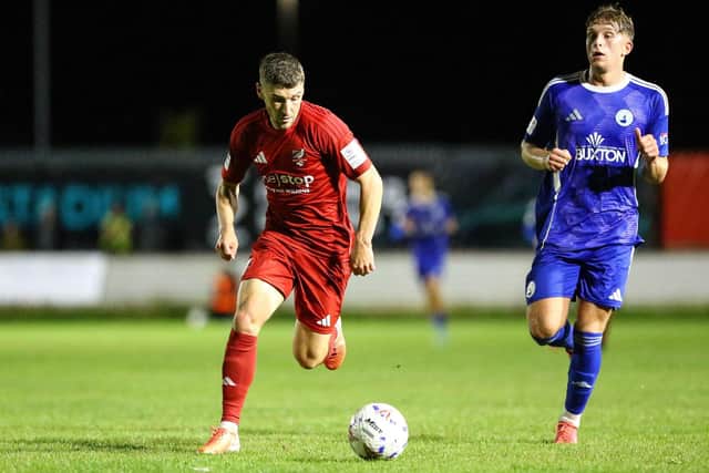 Left-back Alex Brown put in another magnificent performance as Boro worked hard for a 2-1 home win against Buxton. Photo by Zach Forster
