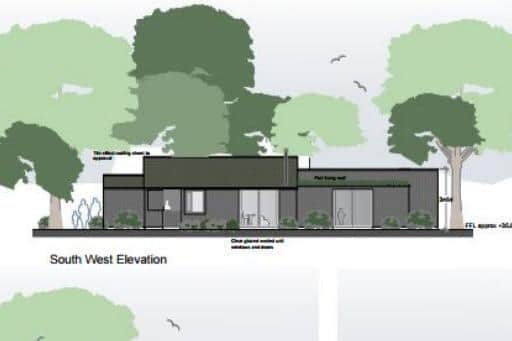 Proposed Ruswarp glamping cabin elevation. submitted photo.