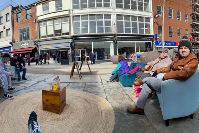 A ‘Public Living Room’ allowed people to meet outside the Brunswick Centre in Scarborough.