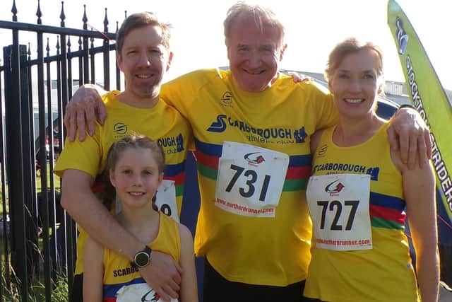 The Scarborough AC quartet line up at the NYSD Cross Country League opener at Acklam.
